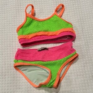 Pink Lily size 4T Colorful Bikini Set with Green and Pink.  Great condition